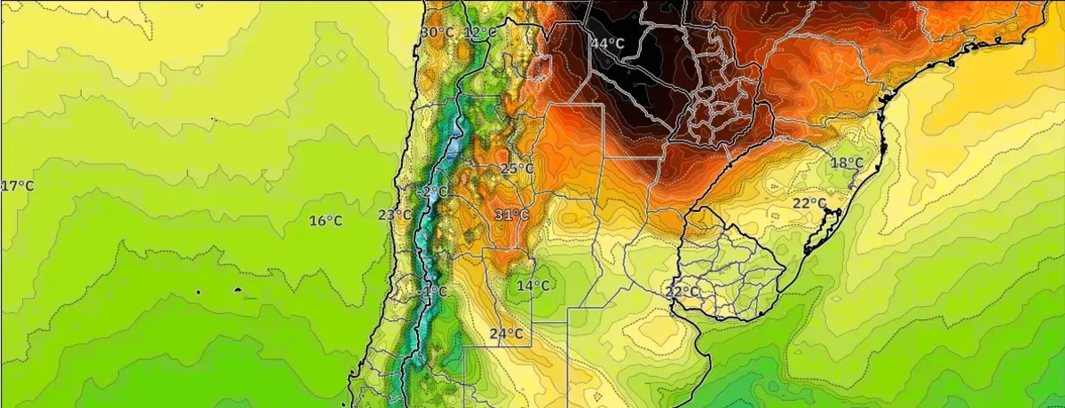 La semana nueva arranca con tormentas. La lluvia llega a su pico de 28 mm. Salta baja de 32 °C a 21 °C.